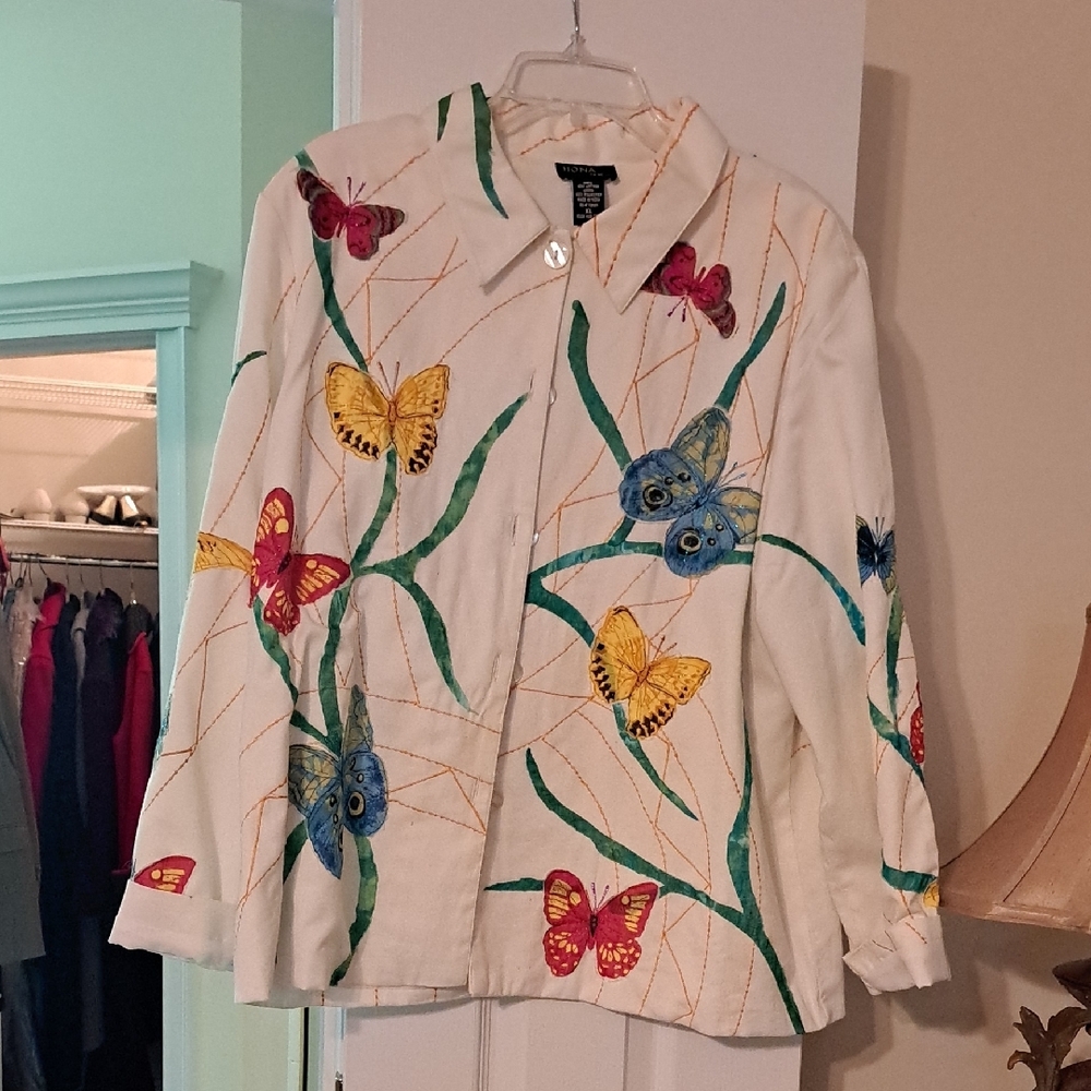 Colorful Butterfly Print Jacket